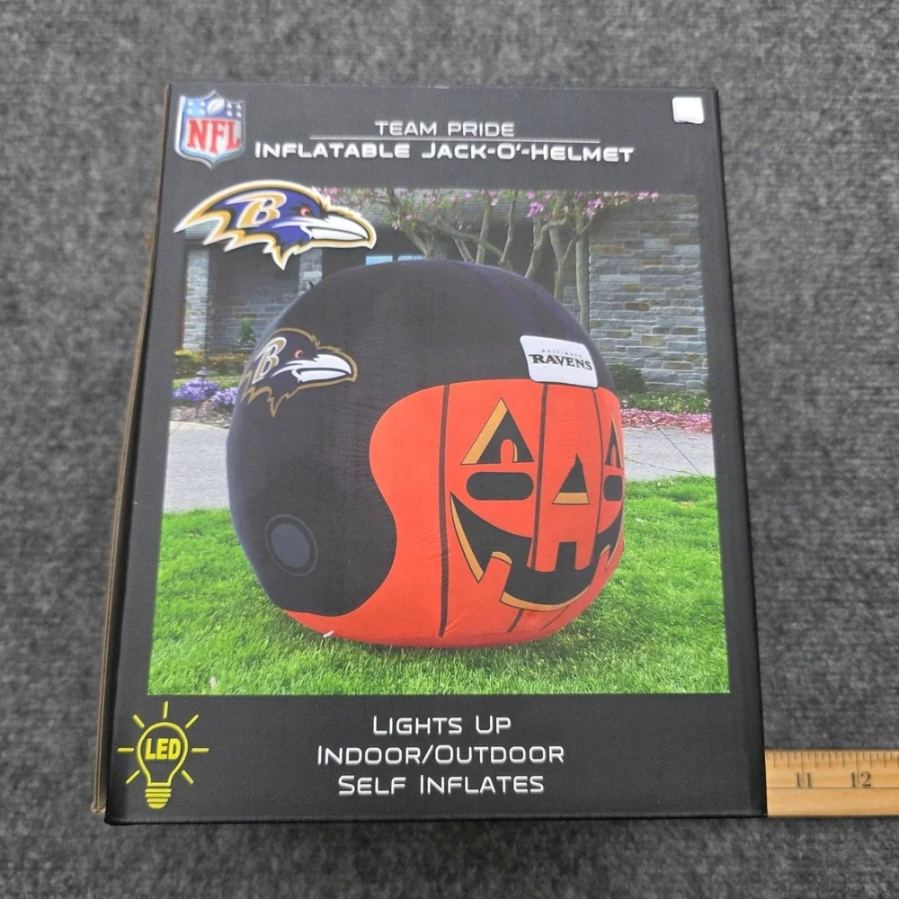 NFL Baltimore Ravens 4 FT Inflatable Jack-O-Helmet LED Pumpkin Halloween Decor